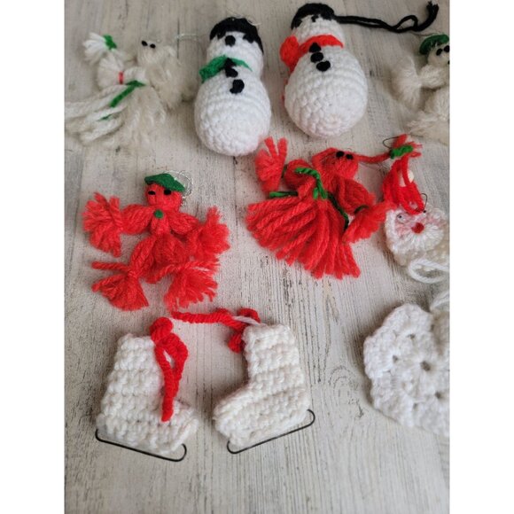 Crochet straw doll snowman snowflake skates ice skate ornament xmas - Picture 2 of 6